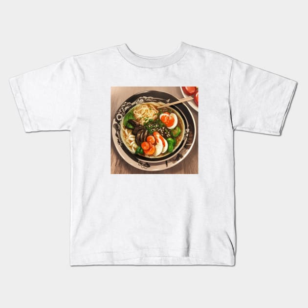 Ramen Japan Japanese Kawaii Vintage Retro Kids T-Shirt by Flowering Away